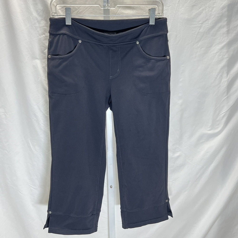 Athleta Womens S Bettona Capri Pants Black 4 Pocket Pull on Jersey knit